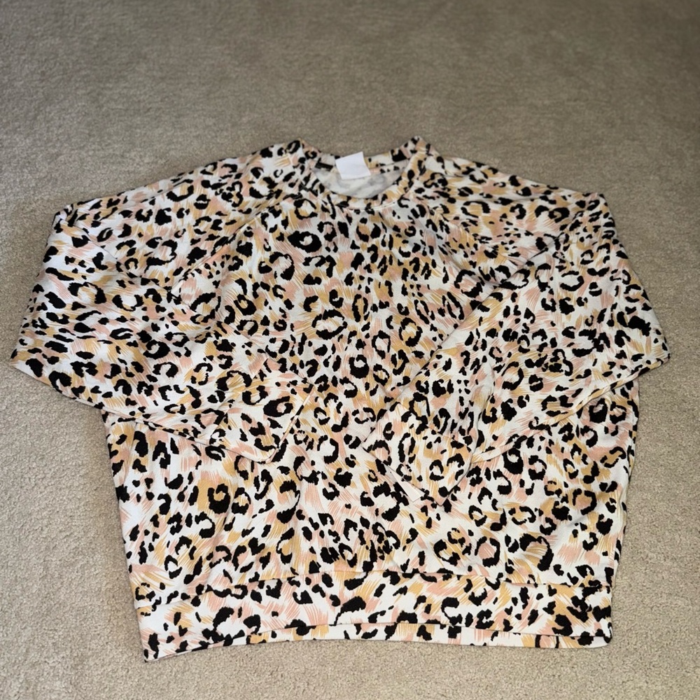 Sage Leopard Print Long Sleeve Sweatshirt